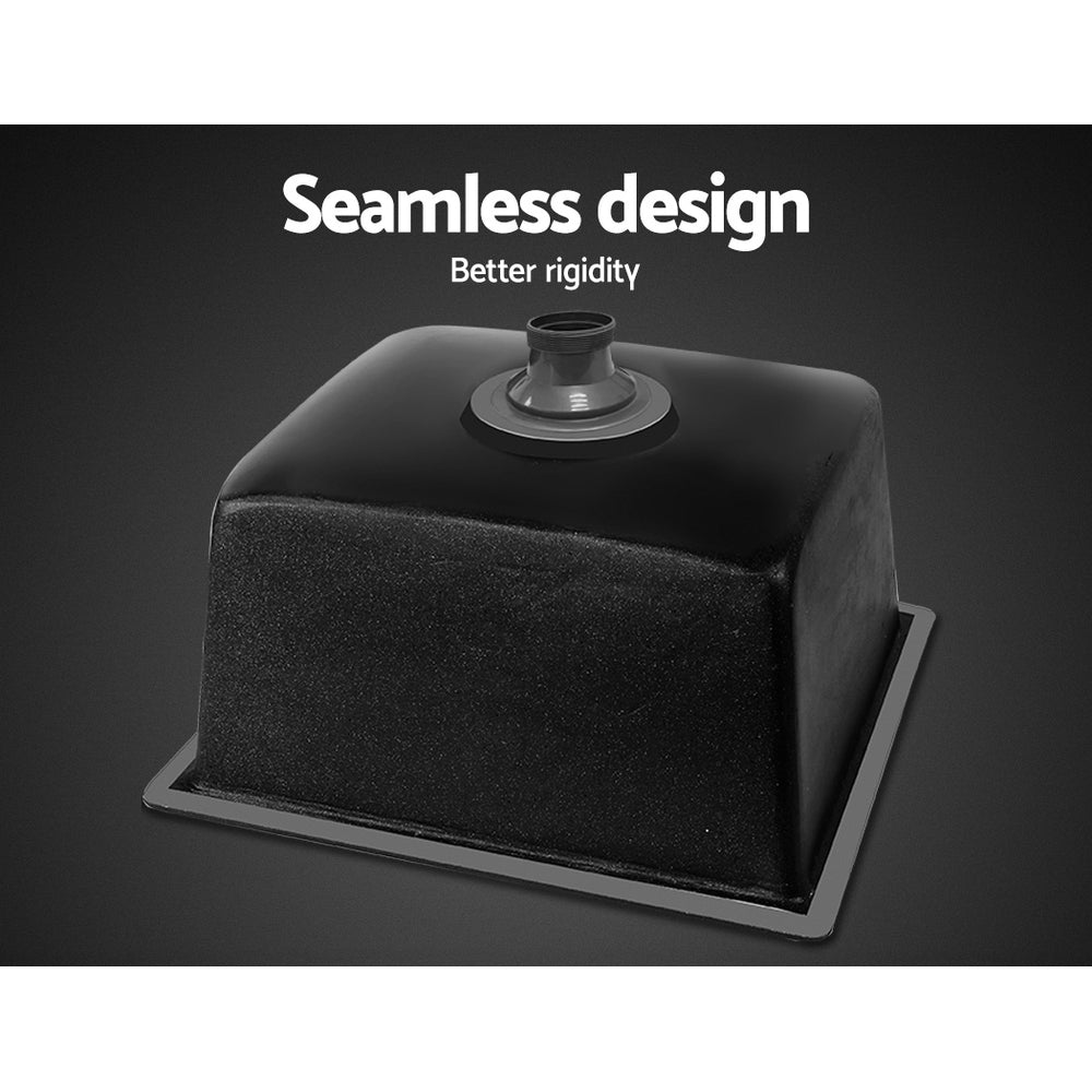 Stone Kitchen Sink 450X450Mm Granite Basin Bowl Laundry Black