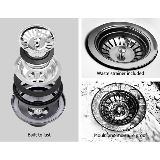 Stone Kitchen Sink 460X410Mm Granite Under/Topmount Basin Bowl Laundry White - Sinks