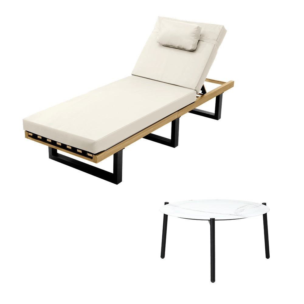 Patio Sun Lounge Set with Table