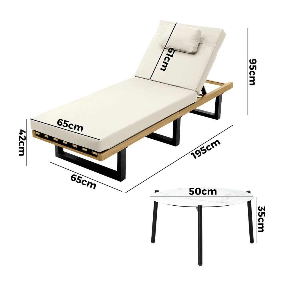 Patio Sun Lounge Set with Table