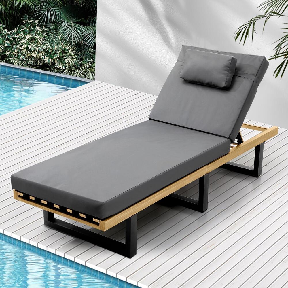 Sun Lounge Outdoor Lounger Beige/Grey