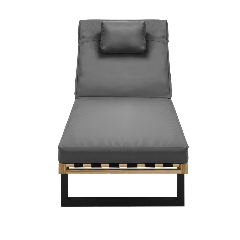 Patio Sun Lounge Set Grey Table Outdoor | Simpledeals