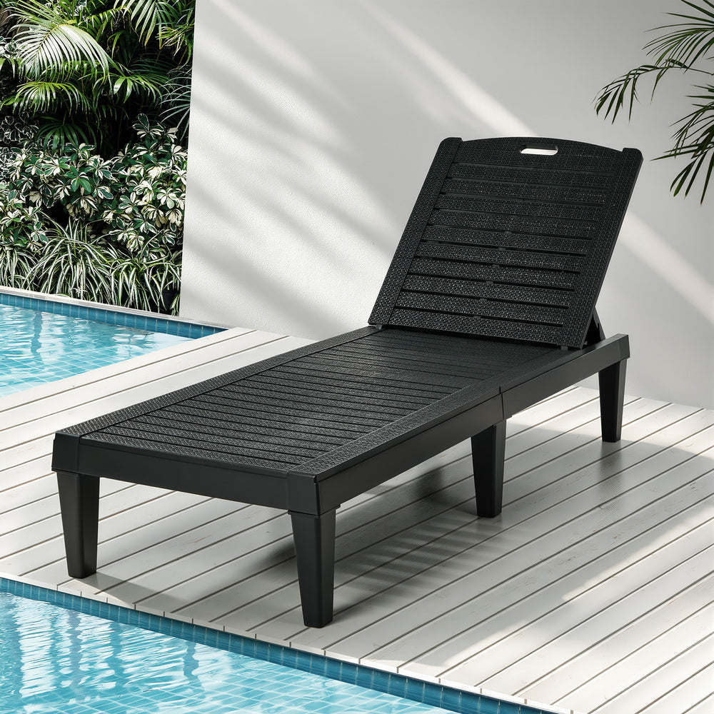 Black Adjustable Sun Lounge Patio Chair | Simpledeals