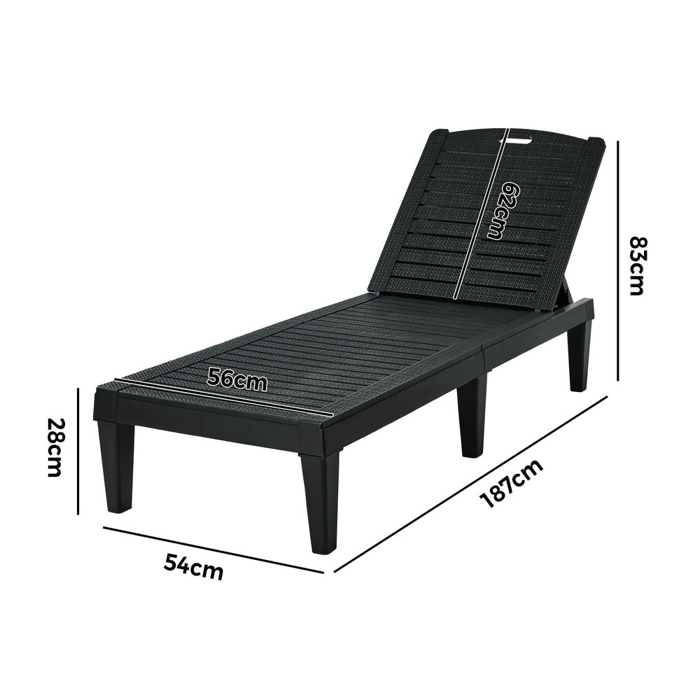 Black Adjustable Sun Lounge Patio Chair | Simpledeals