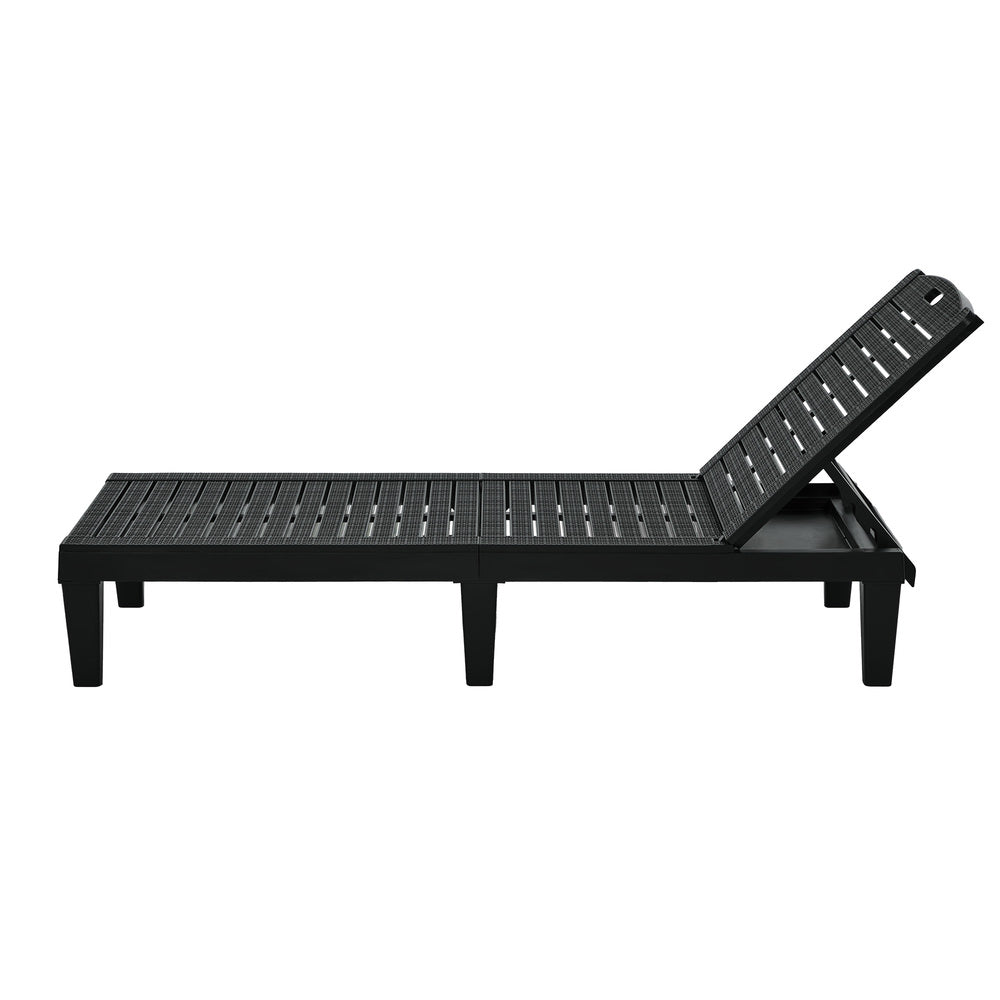 Black Adjustable Sun Lounge Patio Chair | Simpledeals