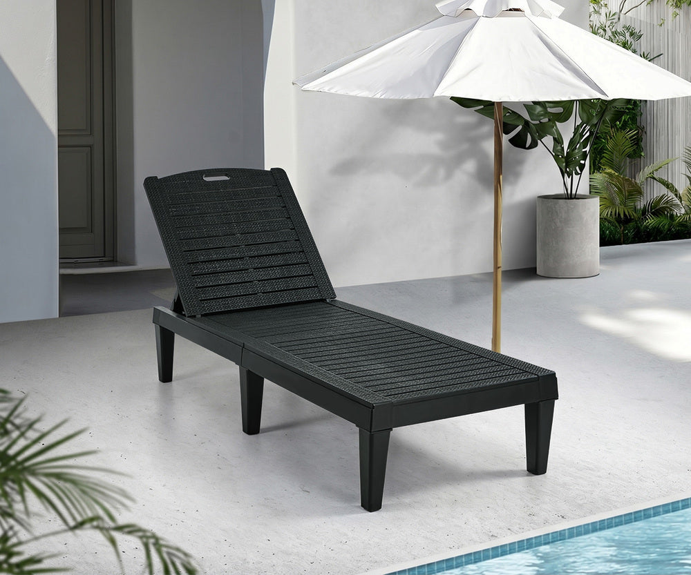 Black Adjustable Sun Lounge Patio Chair | Simpledeals