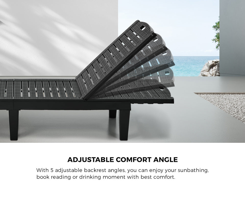 Black Adjustable Sun Lounge Patio Chair | Simpledeals