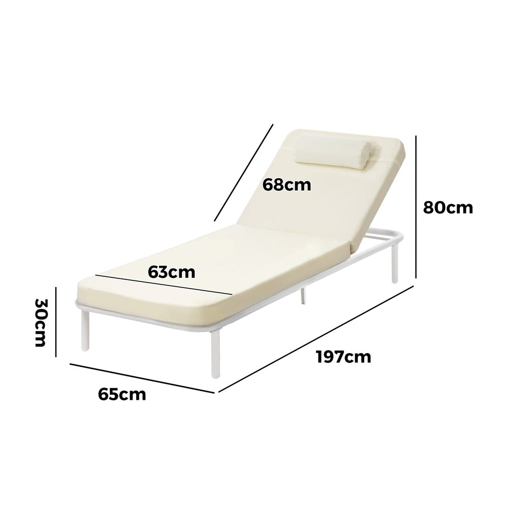 Sun Lounge Outdoor Patio Furniture Setting Beige&Grey
