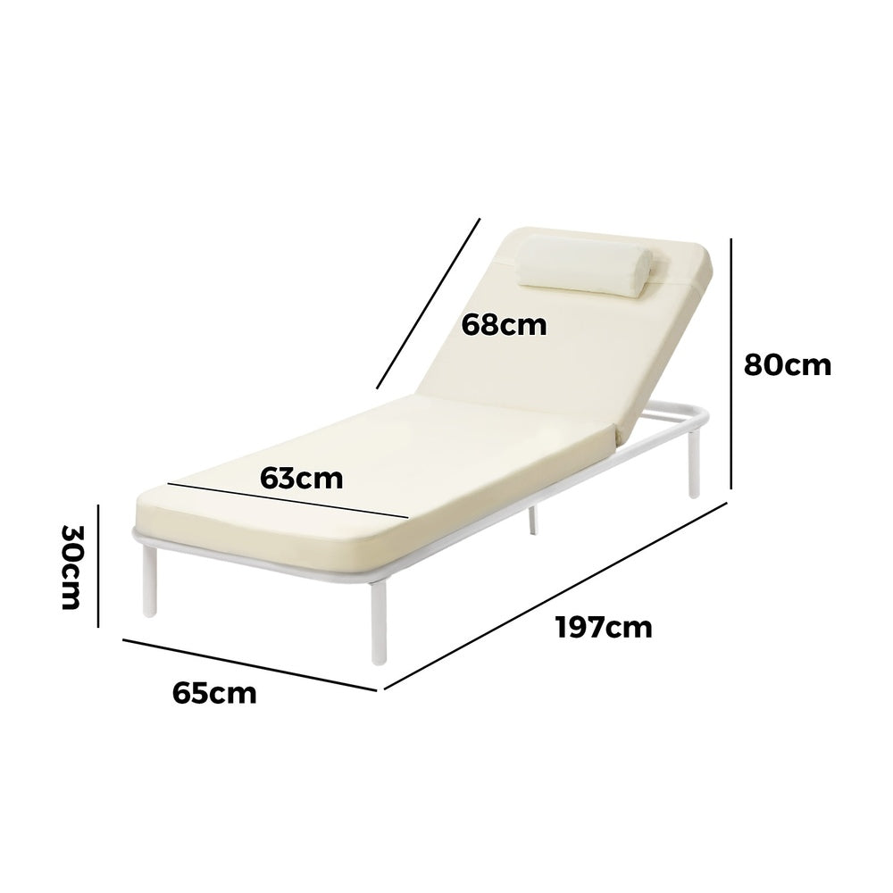 2PCS Sun Lounge Outdoor Patio Furniture Setting Beige & Grey