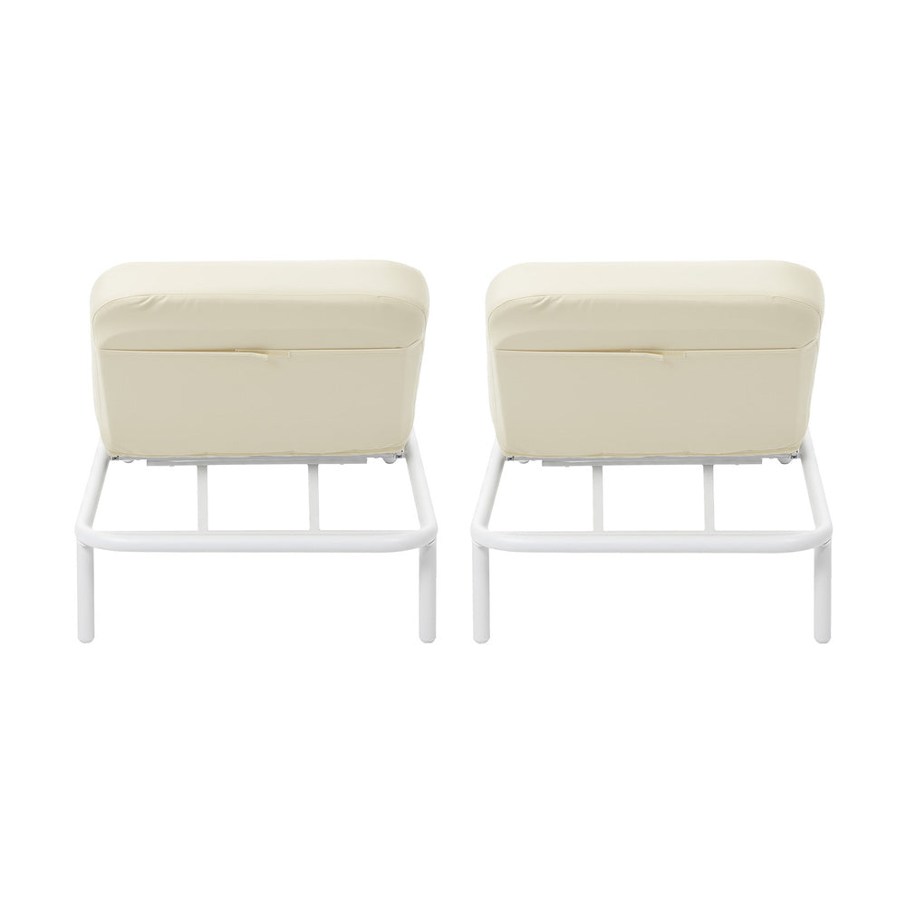 2PCS Sun Lounge Outdoor Patio Furniture Setting Beige & Grey