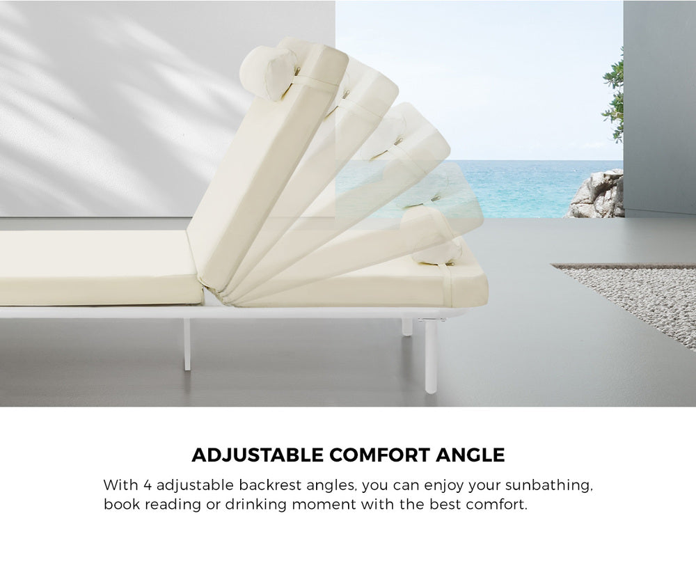 2PCS Sun Lounge Outdoor Patio Furniture Setting Beige & Grey