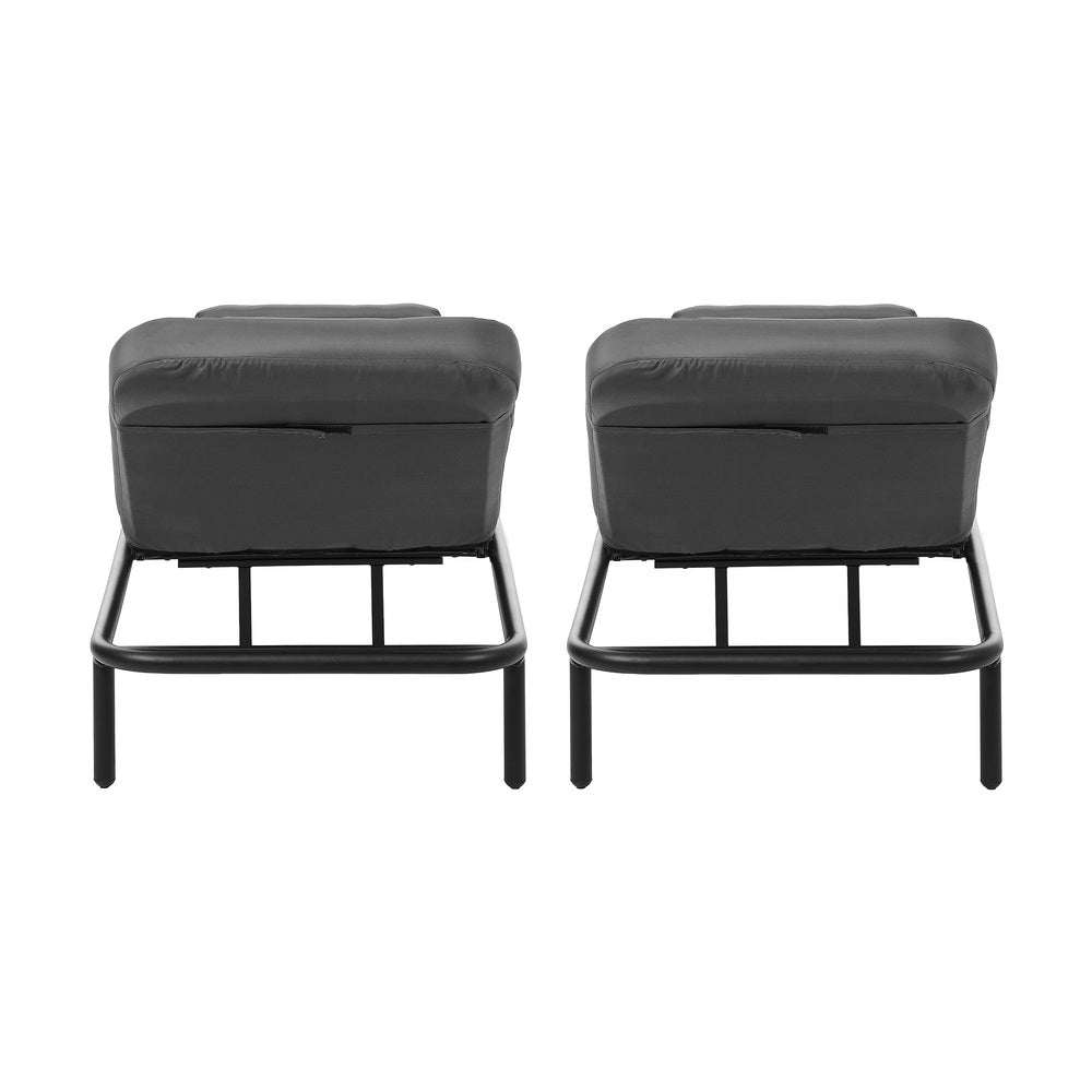 3PCS Sun Lounge Outdoor Lounger Set Table Chairs Beige & Grey