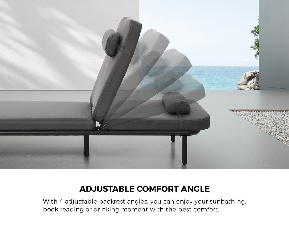 2PCS Sun Lounge Outdoor Patio Furniture Setting Beige & Grey