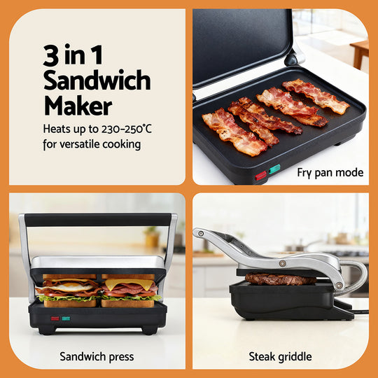 3 in 1 Sandwich Maker Steak Press Grill 1000W
