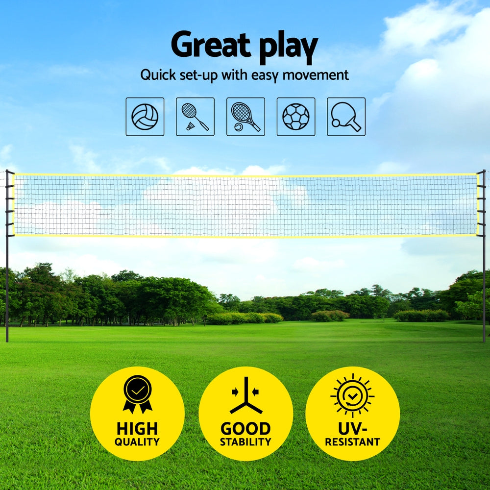 9M Portable Volleyball Net Set with Ball Boundary Lines