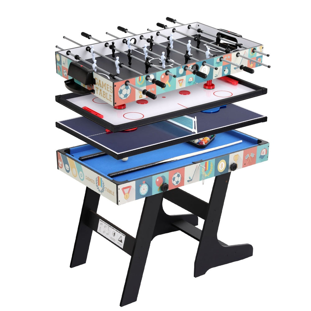 4-in-1 Soccer Table Foldable Game Foosball Table Tennis Pool Hockey with Activity Games