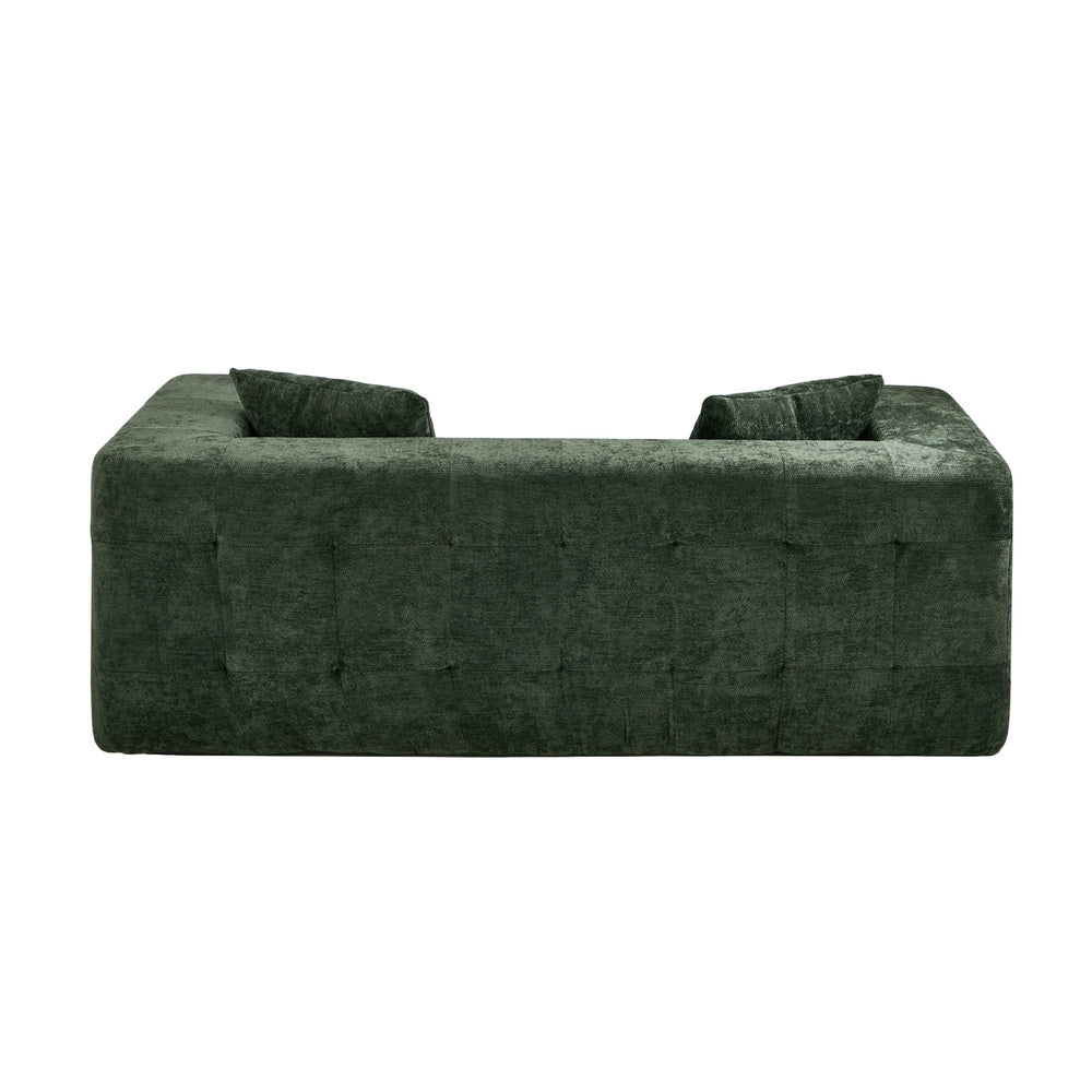 Compressed Sofa Box Button Tuft Couch Chenille