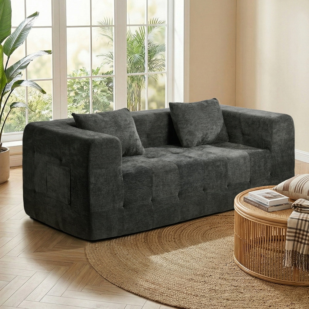 Grey Chenille Sofa Box 185x95x64cm