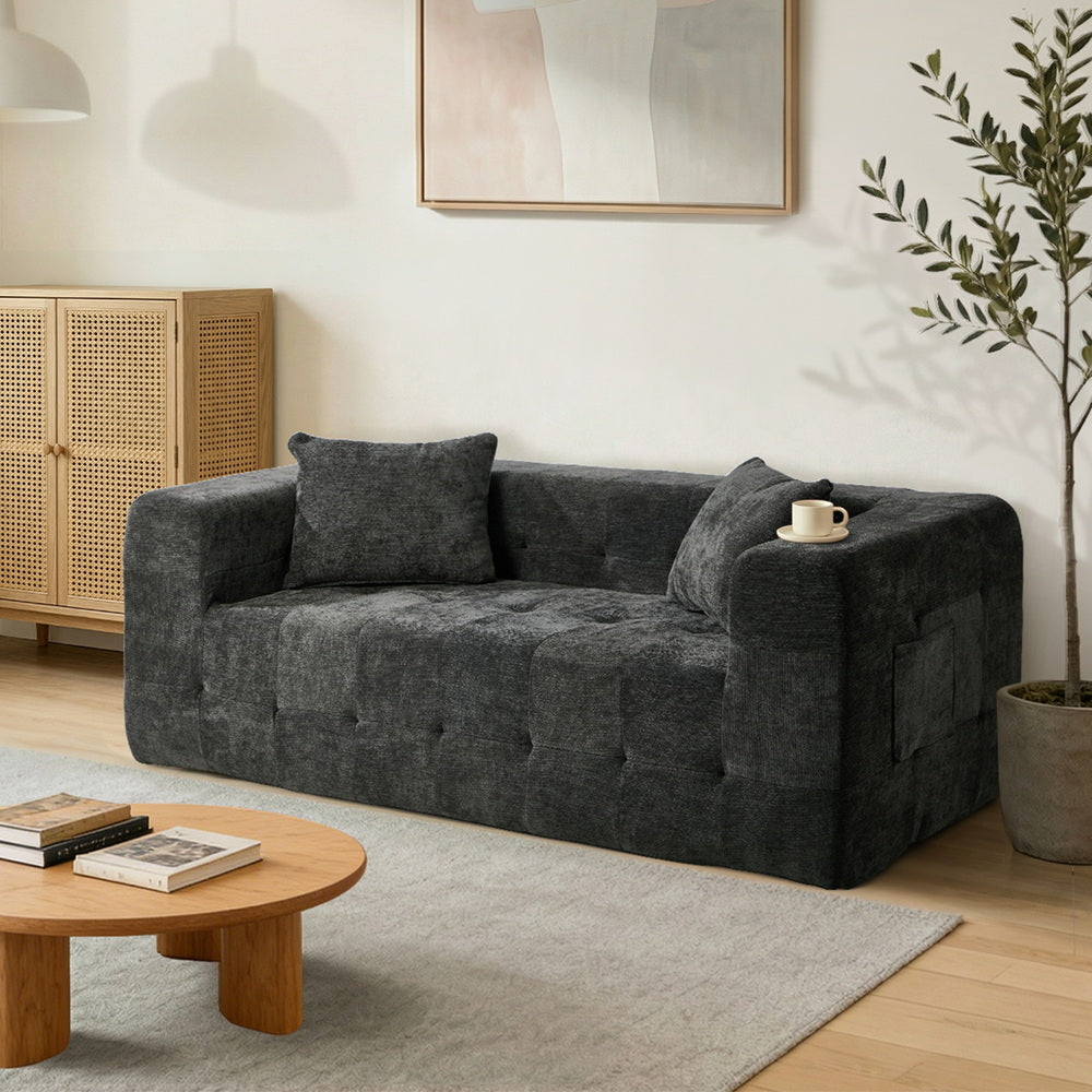 Grey Chenille Sofa Box 185x95x64cm