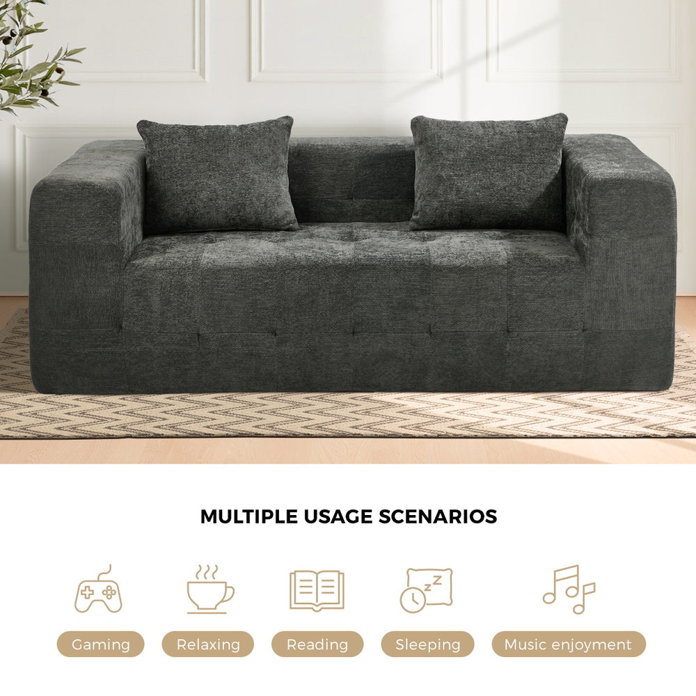 Grey Chenille Sofa Box 185x95x64cm