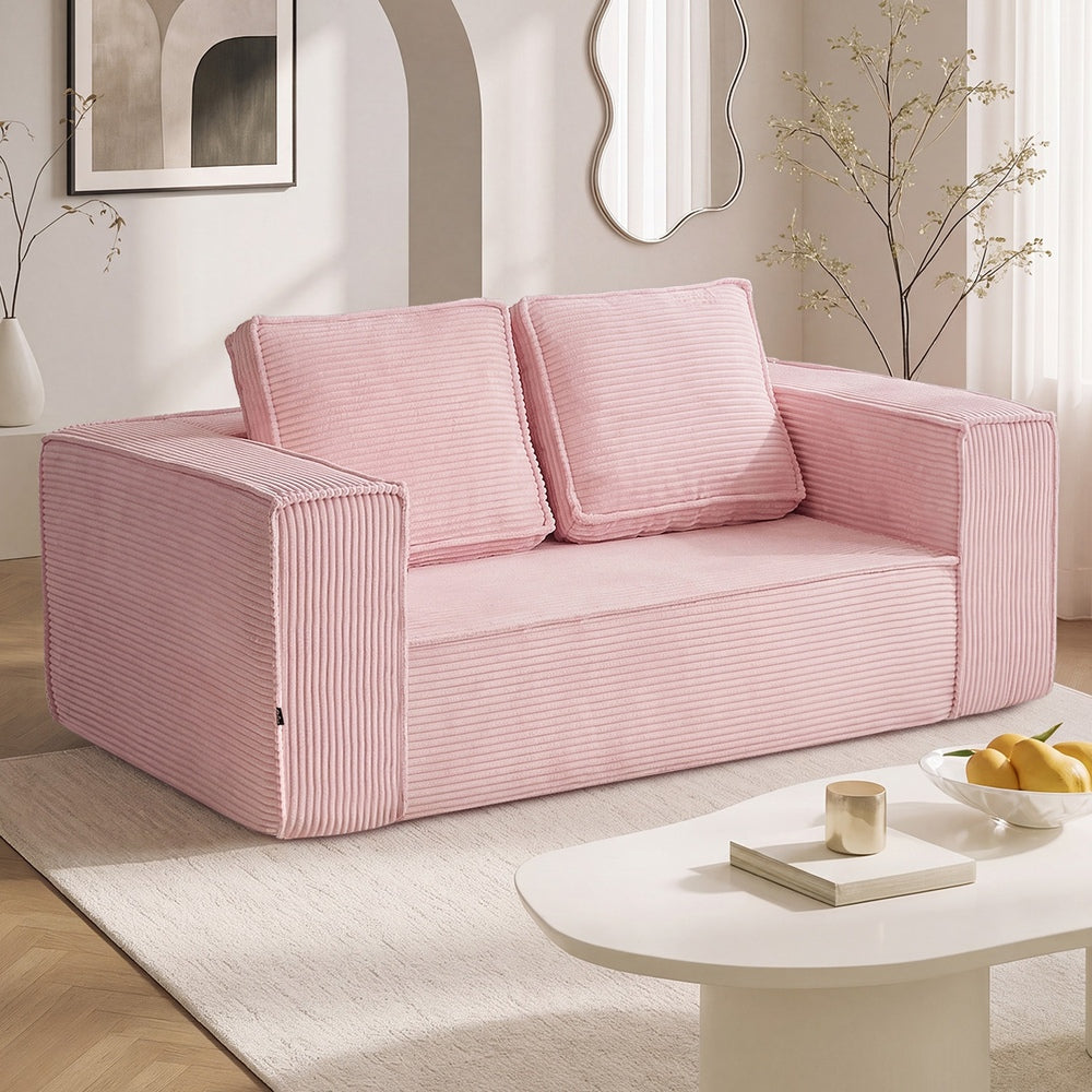 Pink Sofa 2 Seater Corduroy 141x77x46cm