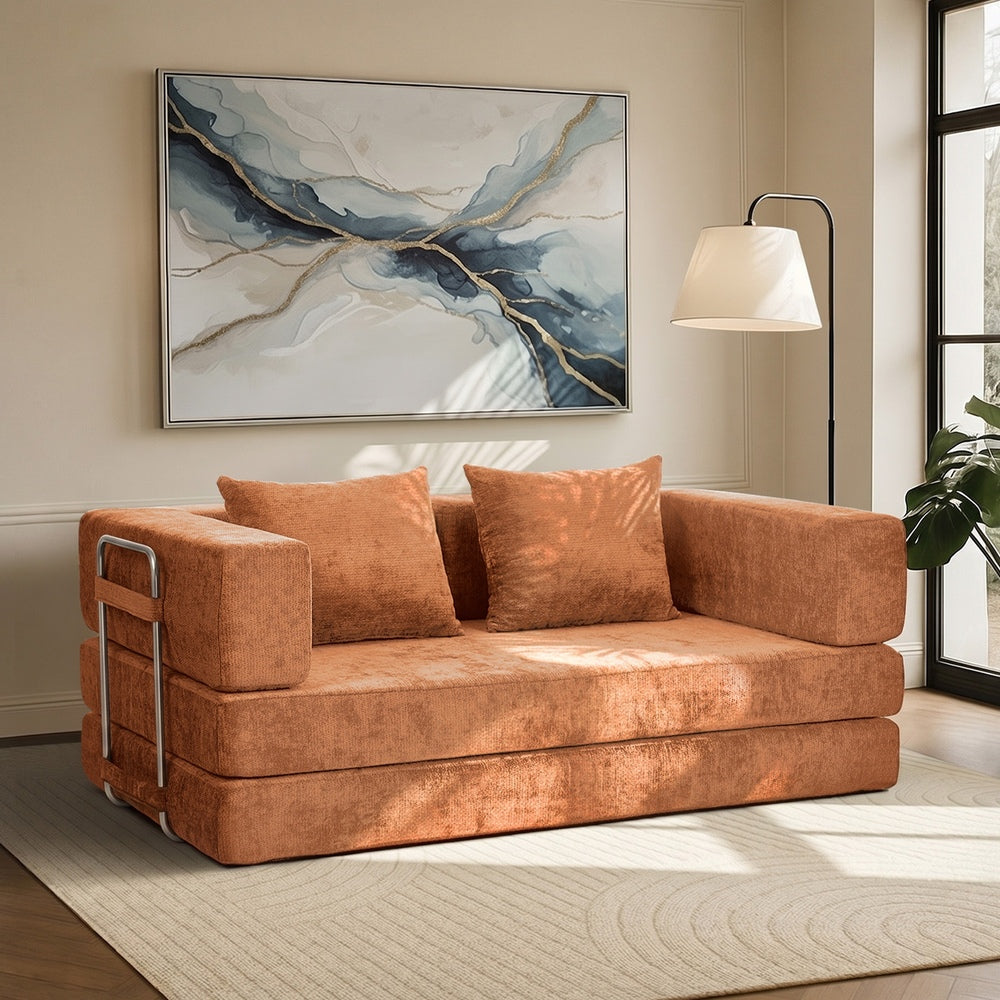 Chenille Sofa Bed Burnt Orange Convertible | Simpledeals