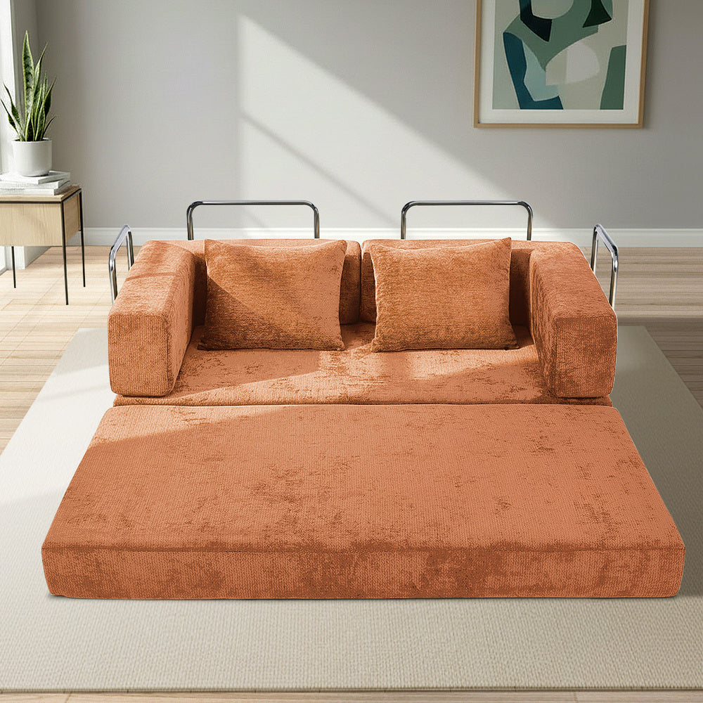 Chenille Sofa Bed Burnt Orange Convertible | Simpledeals