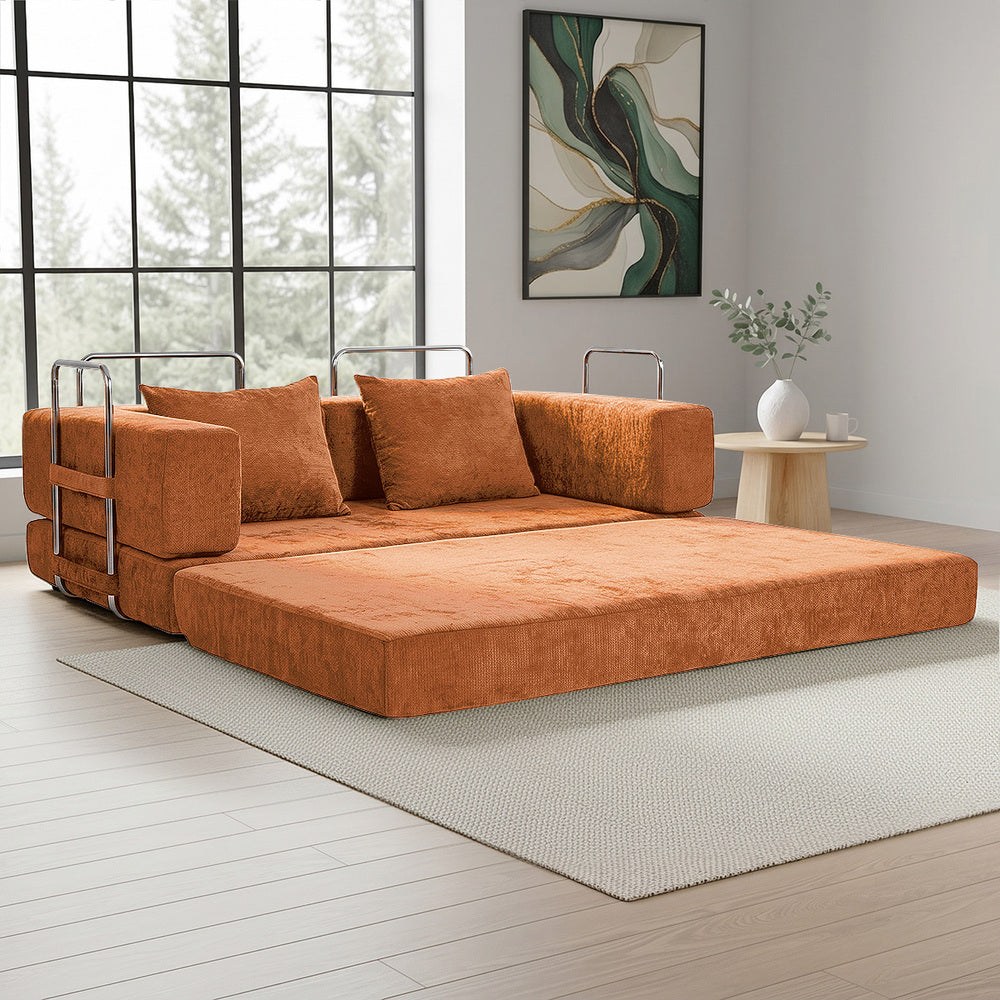 Chenille Sofa Bed Burnt Orange Convertible | Simpledeals