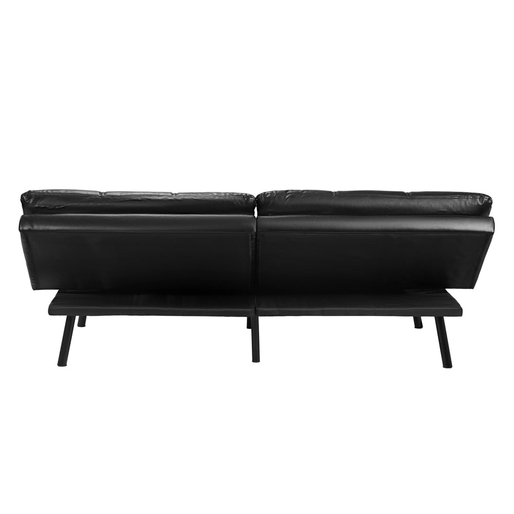 Sofa Bed Futon Lounge Couch Convertible Leather 3-Seater Black