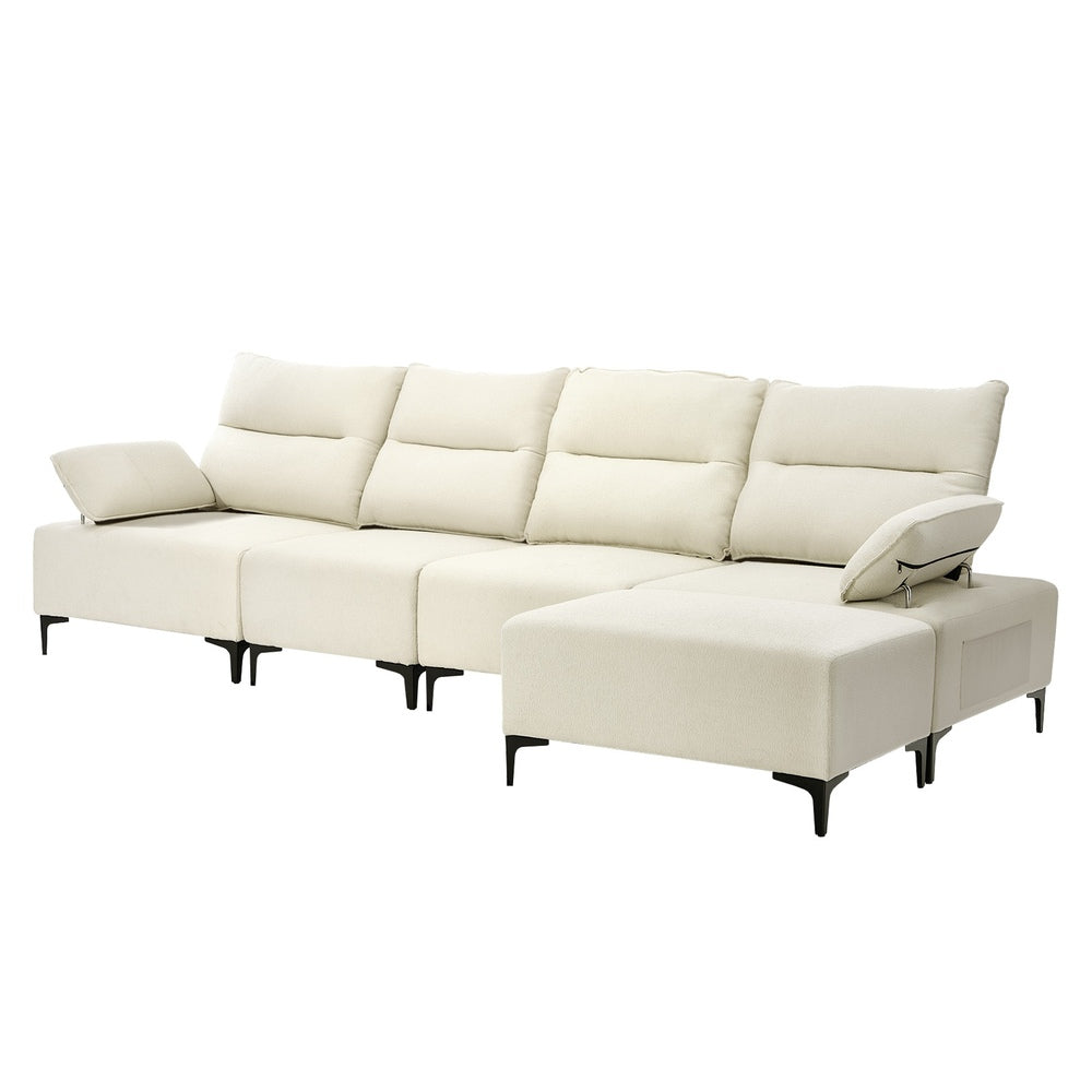 5 Seater Modular Sofa Chenille Couch Armrest Ottoman Set