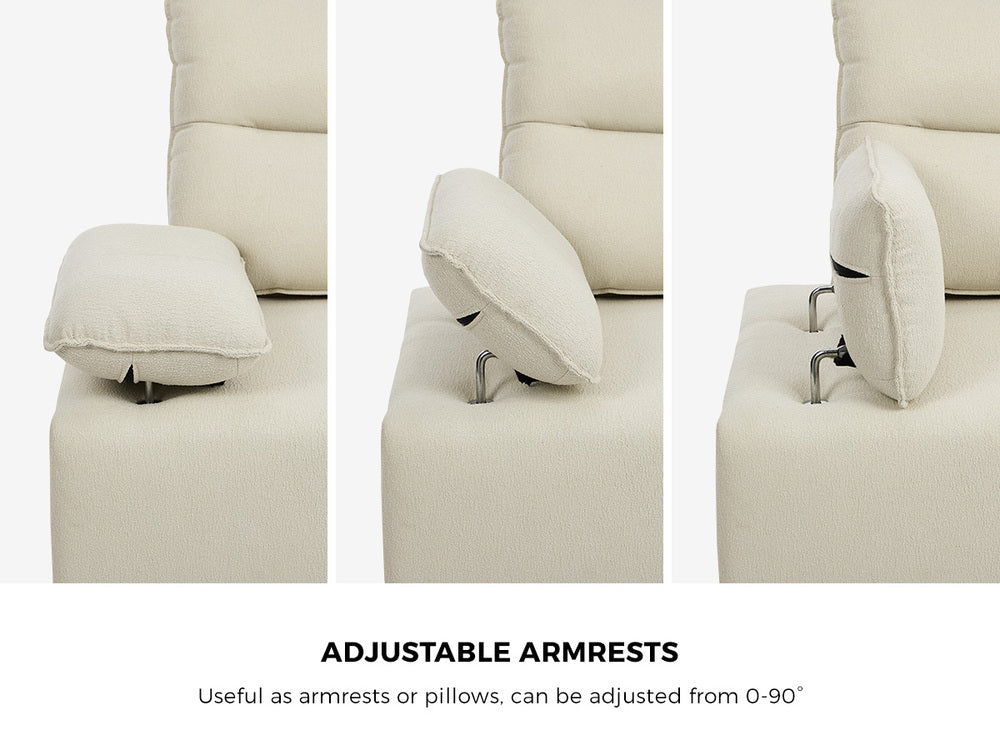5 Seater Modular Sofa Chenille Couch Armrest Ottoman Set