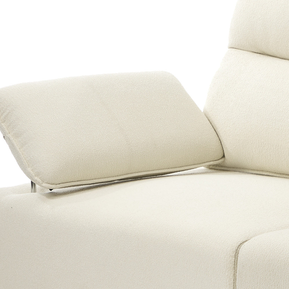 3 Seater Couch Sofa Chenille Adjustable Armrest Beige