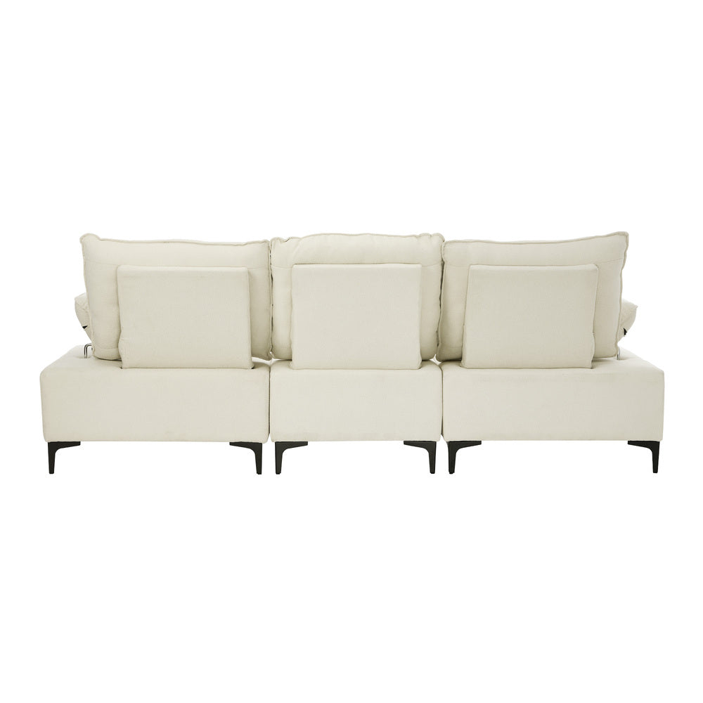 4 Seater Chenille Modular Sofa Adjustable Armrest Ottoman