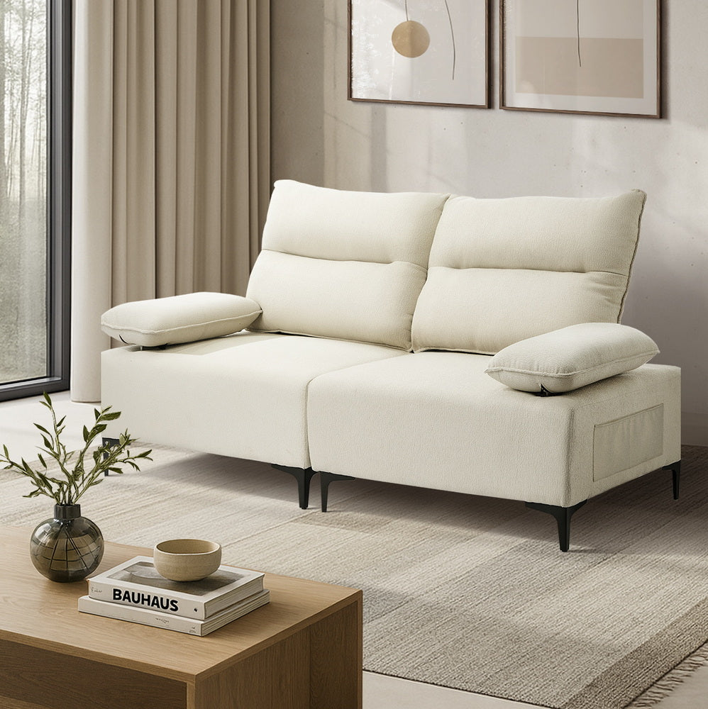 2 Seater Love Seat Couch Sofa Lounge Side Pocket Armrest