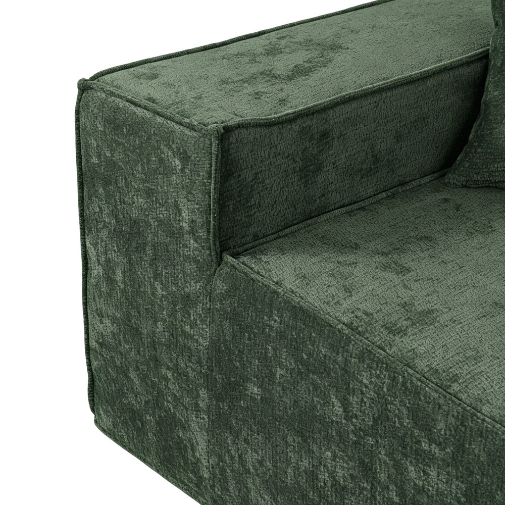 300cm Modular Sofa Compressed Convertible Chenille Green