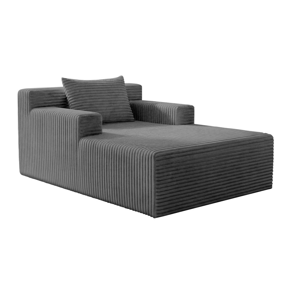 Corduroy Chaise Sofa Chair Single Grey | Simpledeals