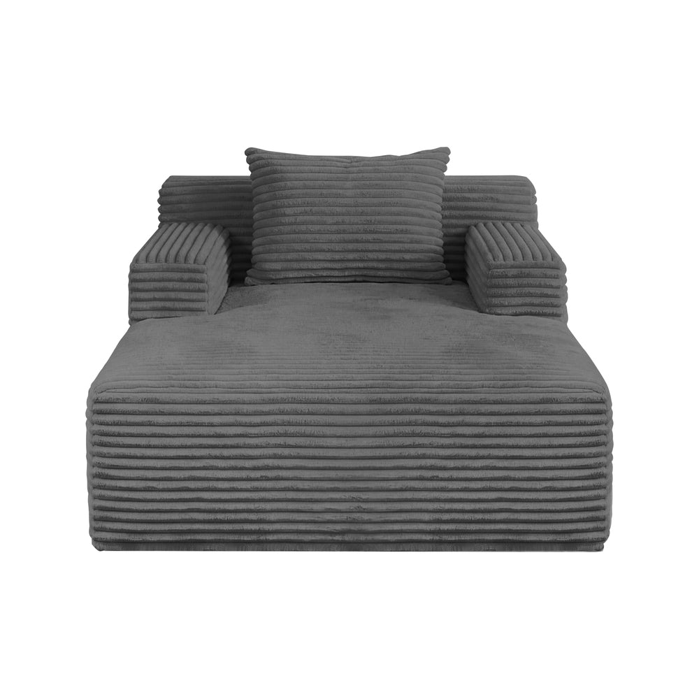 Corduroy Chaise Sofa Chair Single Grey | Simpledeals