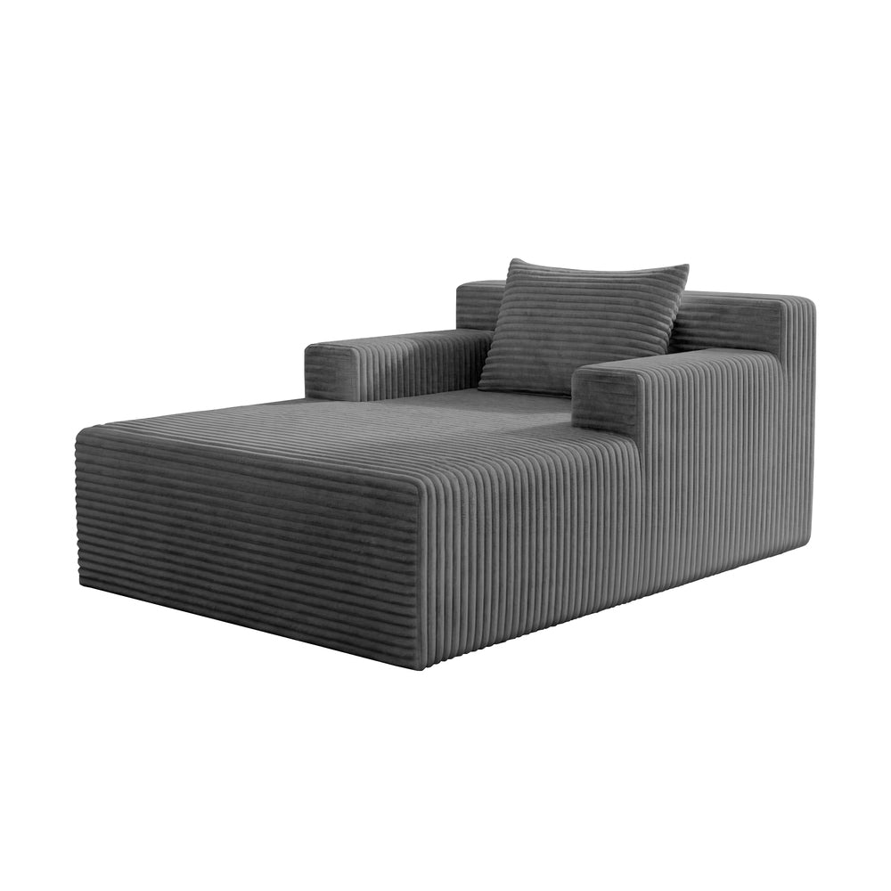 Corduroy Chaise Sofa Chair Single Grey | Simpledeals