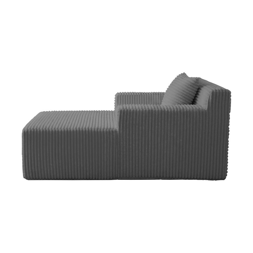 Corduroy Chaise Sofa Chair Single Grey | Simpledeals