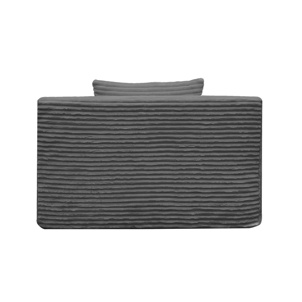 Corduroy Chaise Sofa Chair Single Grey | Simpledeals