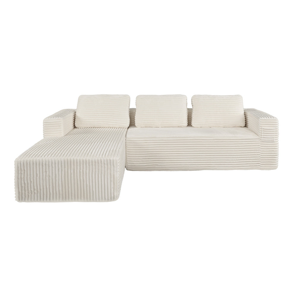 L Shape Sofa Cloud Couch Chaise Corduroy Beige