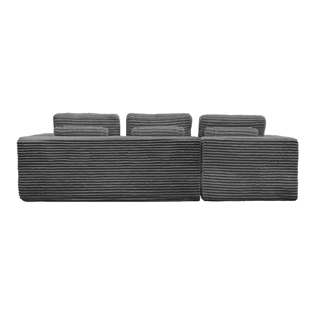 Modular L Shape Sofa Cloud Couch Chaise Corduroy Grey