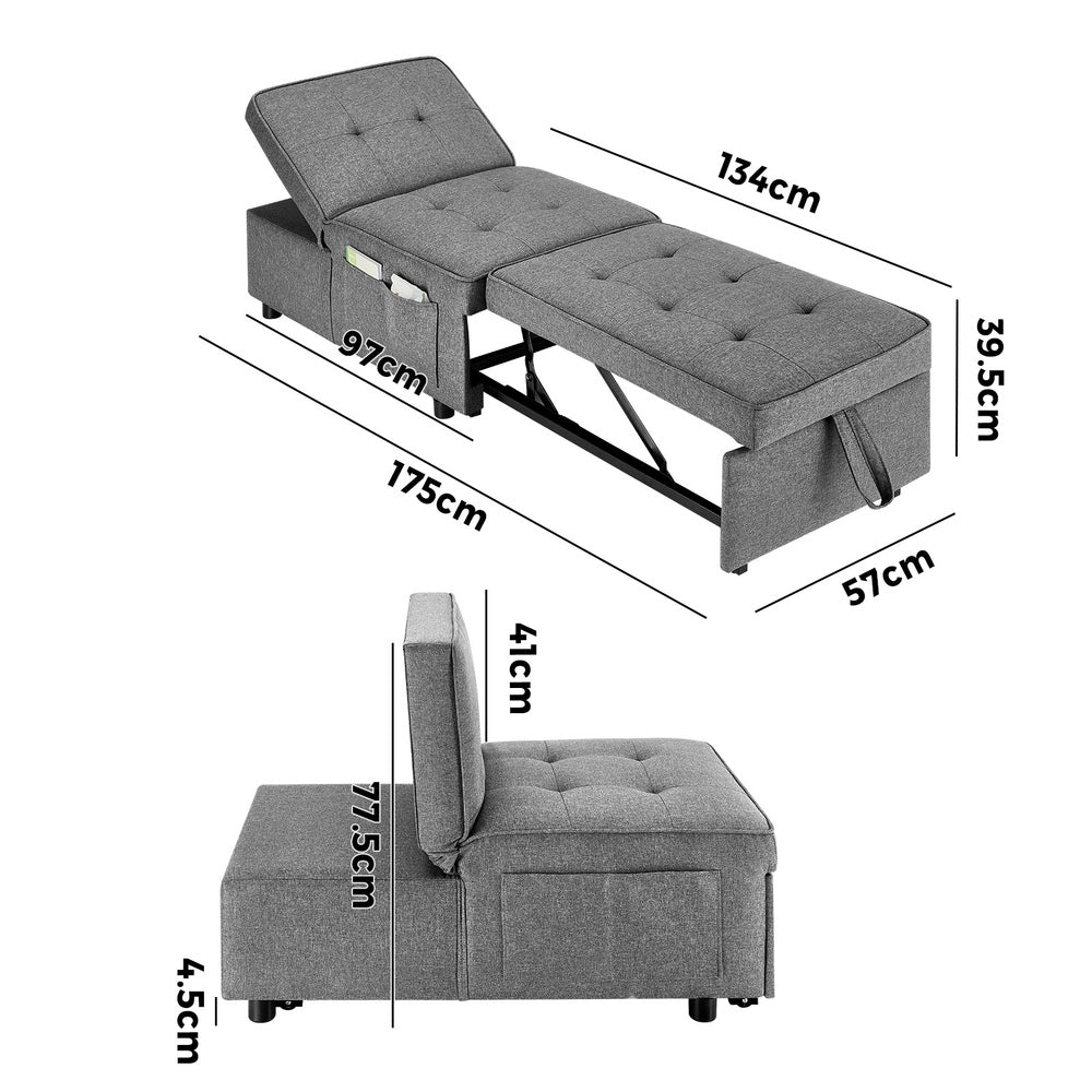 4 in 1 Convertible Sofa Bed Ottoman Couch Lounge Linen