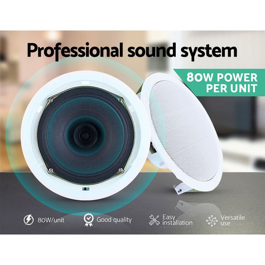 2 X 6" In Ceiling Speakers Home 80W Speaker Theatre Stereo Outdoor - Quot Multi Room Spk