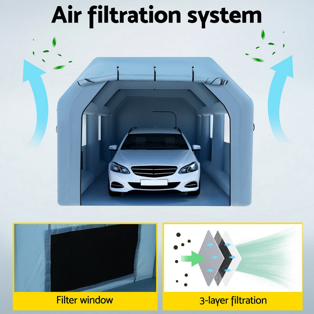 Inflatable Spray Booth 8.5X4.8M Car Paint Tent Filter System 2 Blowers