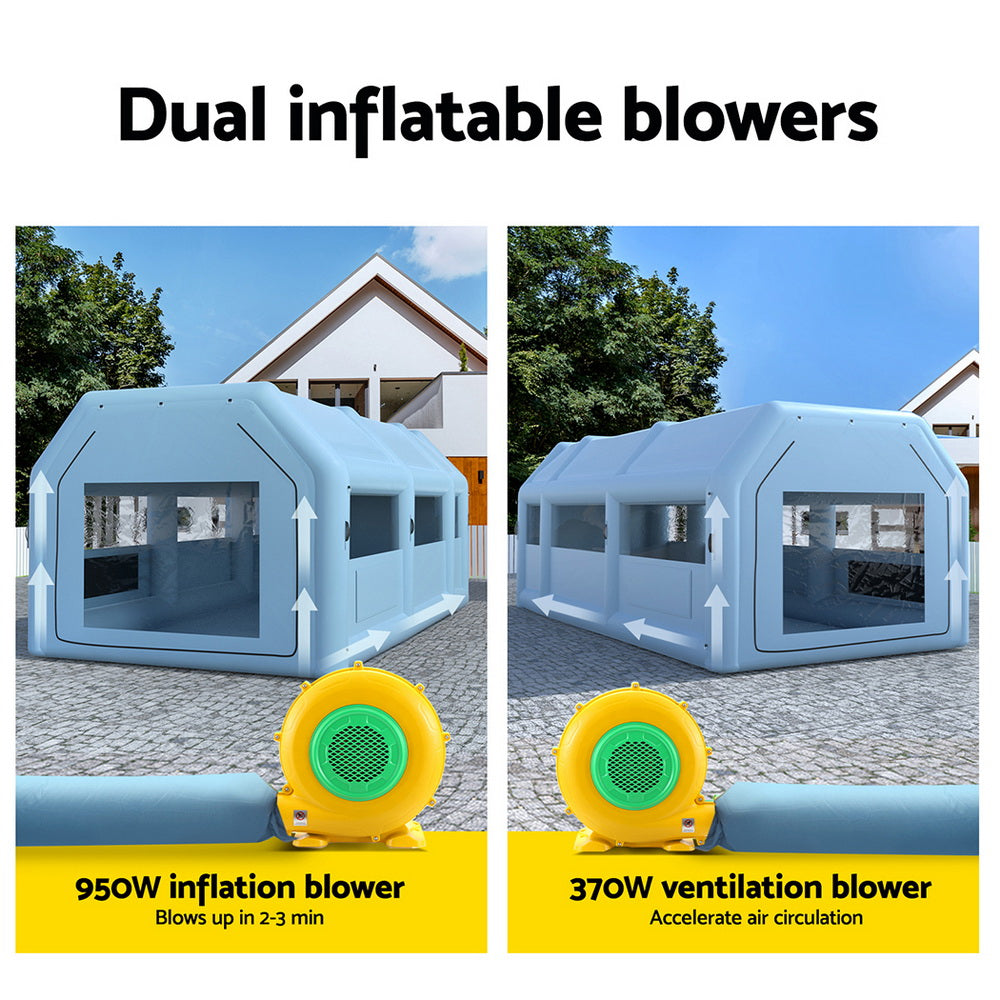 Inflatable Spray Booth 8.5X4.8M Car Paint Tent Filter System 2 Blowers