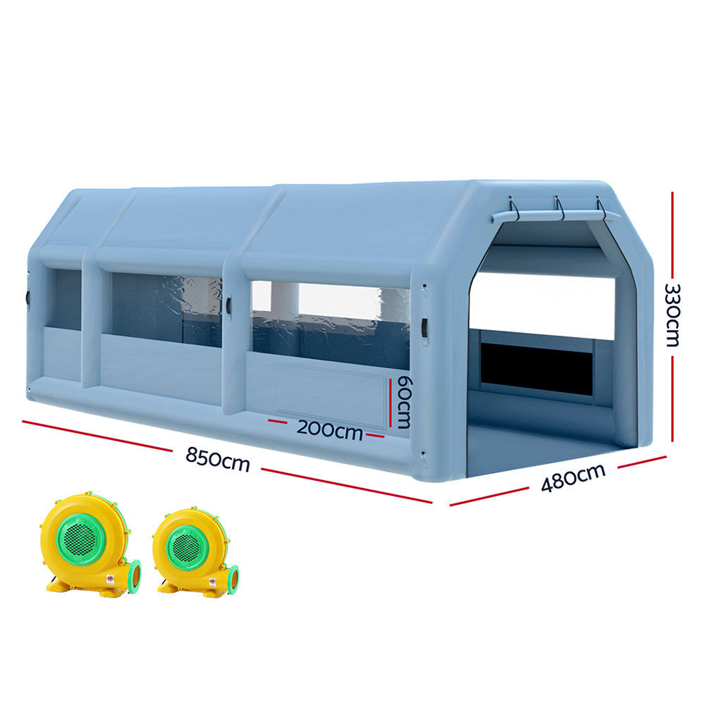 Inflatable Spray Booth 8.5X4.8M Car Paint Tent Filter System 2 Blowers