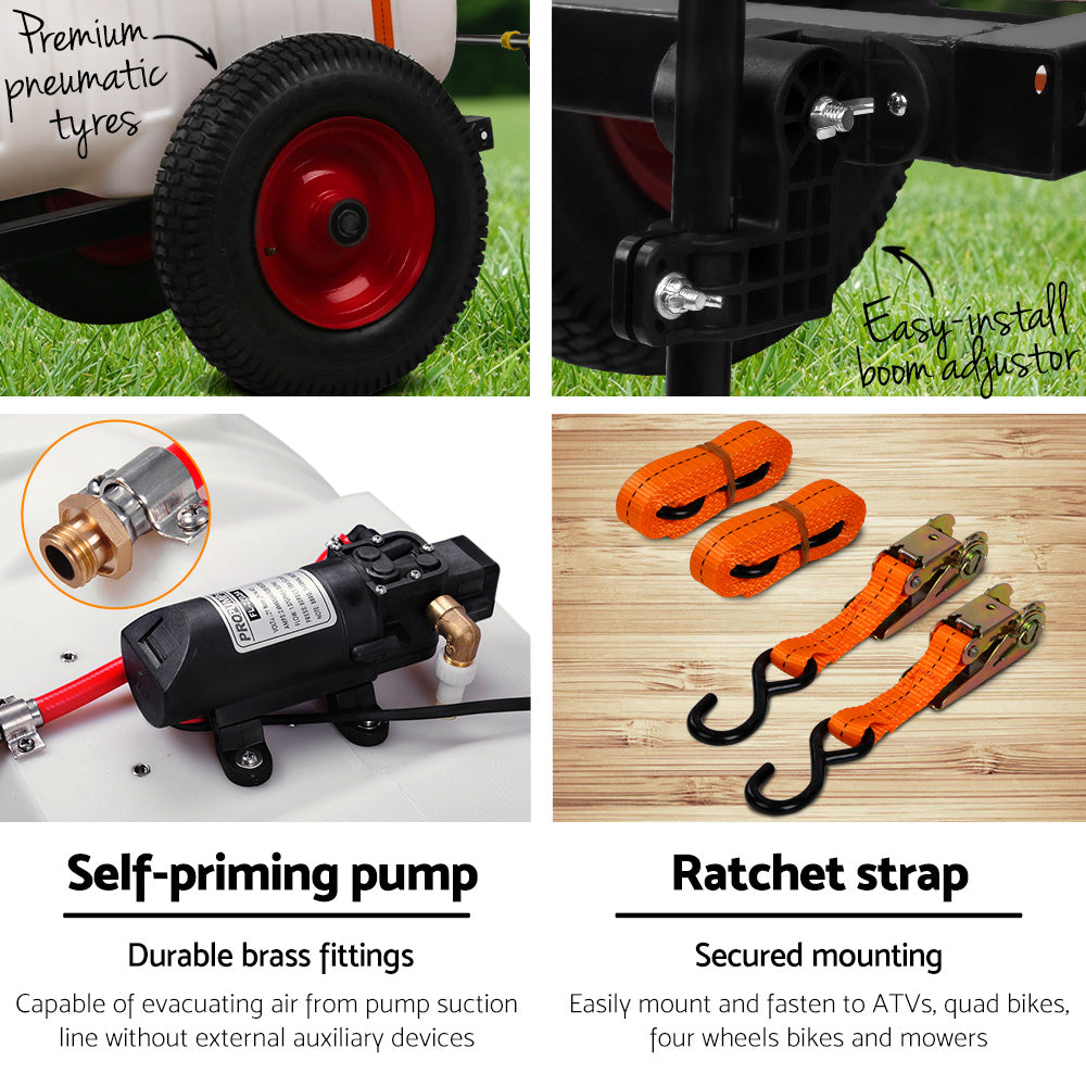 100L Trailer Weed Sprayer with 1.5M Boom for Garden Spray