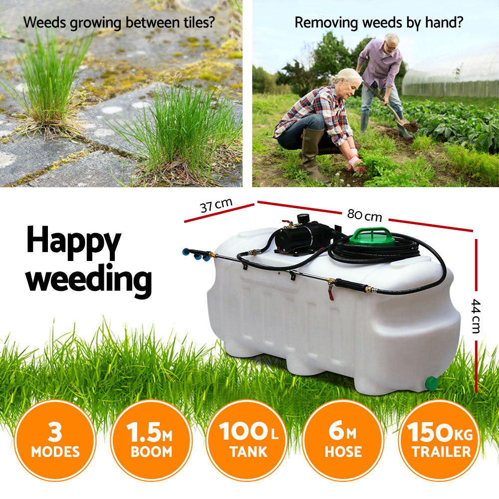 100L Trailer Weed Sprayer with 1.5M Boom for Garden Spray