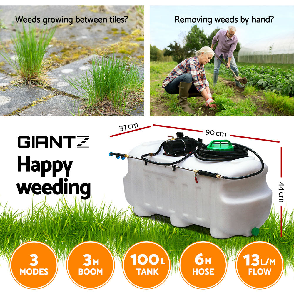 100L Weed Sprayer 12V Boom Spray 3M ATV Garden Farm Pump System